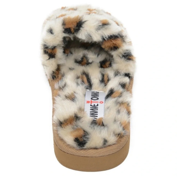 Minnetonka • Women’s Lolo Slides Leopard Print Slippers Faux Fur - Picture 8 of 9
